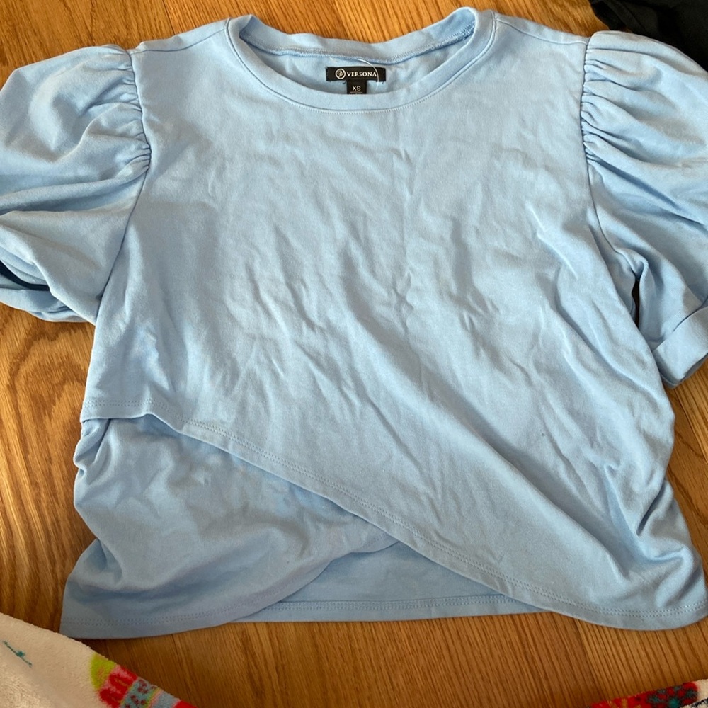 light blue top